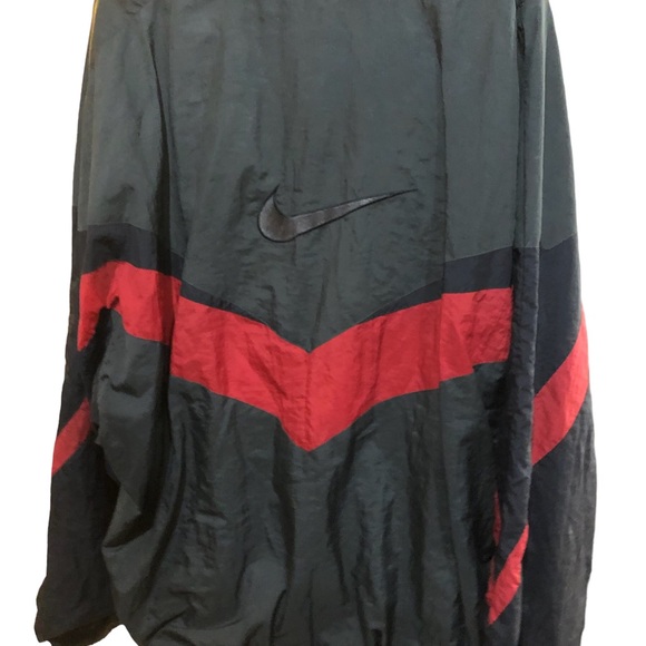 Vintage 1990s Nike Swosh Windbreaker Jacket Red And Black XXL Size Tag Cut Read - Picture 2 of 11